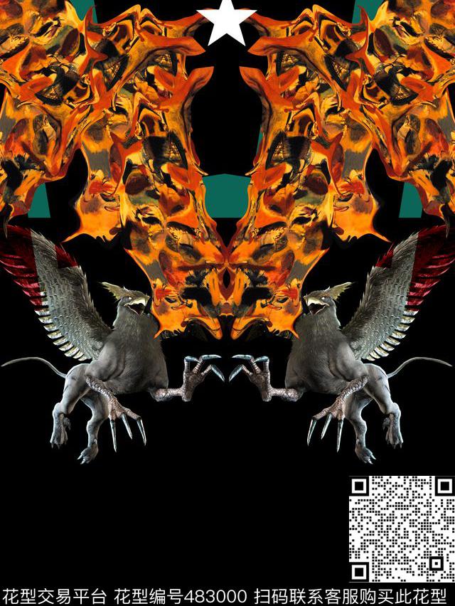 t恤华亿平台潮流抽象数码印花华亿平台下载（图片编号: 483000） - 瓦栏（Walan）