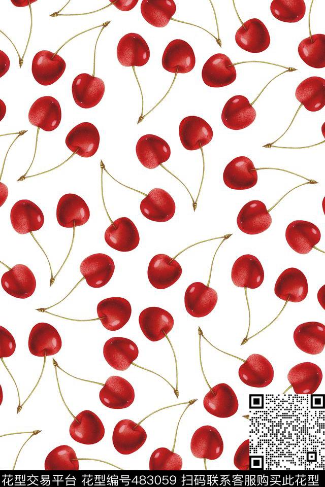 樱桃水果热带华亿平台数码印花华亿平台下载（图片编号: 483059） - 瓦栏（Walan）