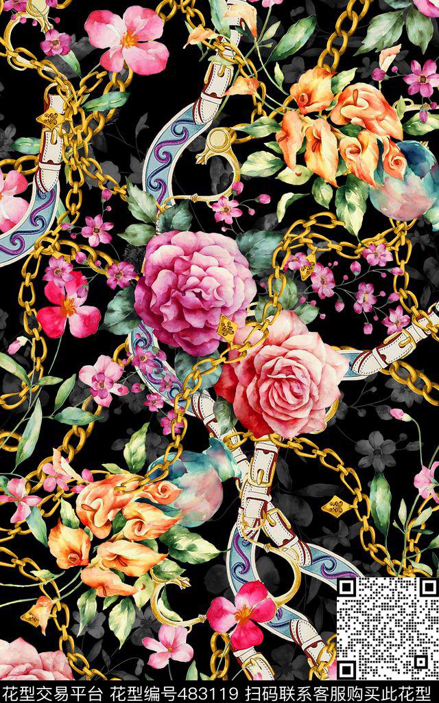 大牌水彩画皮带数码印花华亿平台下载（图片编号: 483119） - 瓦栏（Walan）