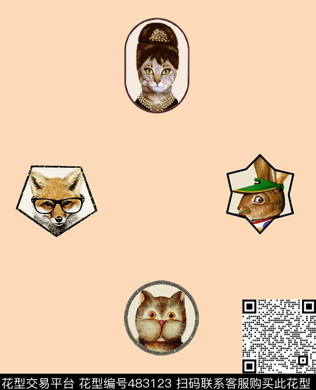 波普风多边形复古数码印花华亿平台下载（图片编号: 483123） - 瓦栏（Walan）