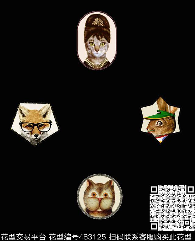 波普风多边形复古数码印花华亿平台下载（图片编号: 483125） - 瓦栏（Walan）