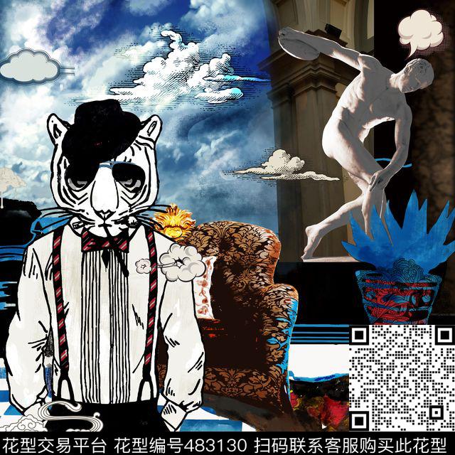 丝巾动物艺术数码印花华亿平台下载（图片编号: 483130） - 瓦栏（Walan）