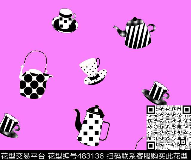 手绘系列波普餐具传统印花华亿平台下载（图片编号: 483136） - 瓦栏（Walan）