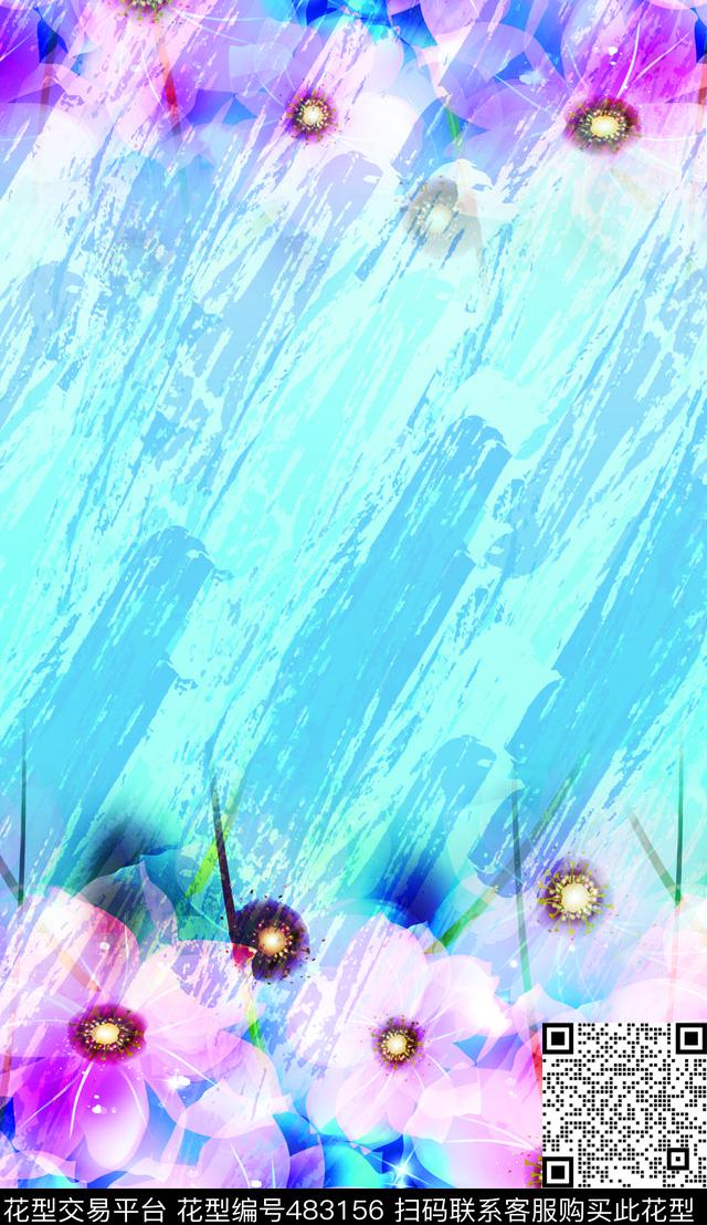 韩版花卉清新女装定位数码印花华亿平台下载（图片编号: 483156） - 瓦栏（Walan）