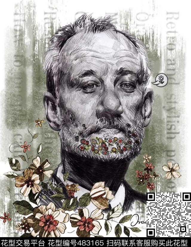 时尚手绘印花数码印花华亿平台下载（图片编号: 483165） - 瓦栏（Walan）