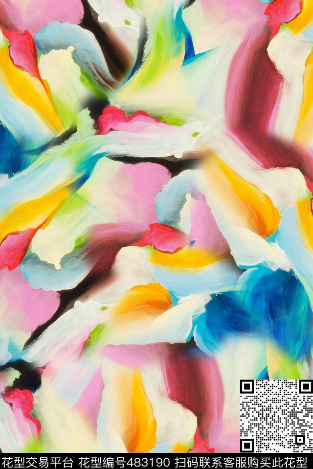 休闲风抽象肌理清新文艺数码印花华亿平台下载（图片编号: 483190） - 瓦栏（Walan）