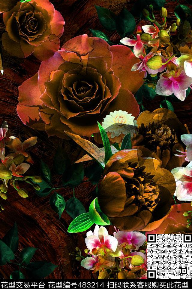 大牌优雅浓郁数码印花华亿平台下载（图片编号: 483214） - 瓦栏（Walan）