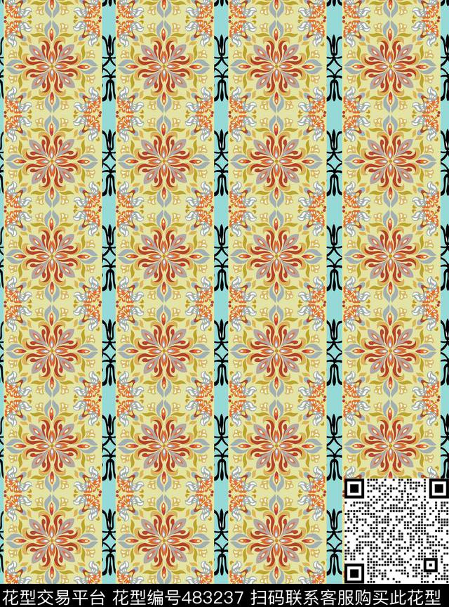 创意服装面料创意图案民族风数码印花华亿平台下载（图片编号: 483237） - 瓦栏（Walan）
