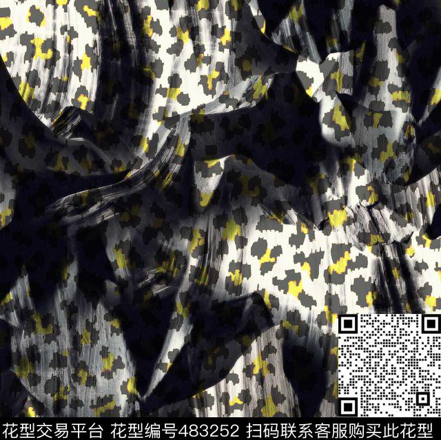 几何豹纹泼墨数码印花华亿平台下载（图片编号: 483252） - 瓦栏（Walan）