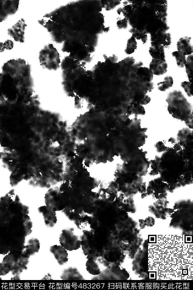 抽象肌理泼墨数码印花华亿平台下载（图片编号: 483267） - 瓦栏（Walan）