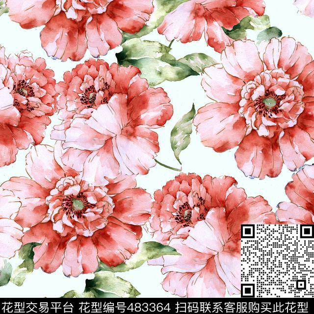 T恤花卉时尚花帽子数码印花华亿平台下载（图片编号: 483364） - 瓦栏（Walan）