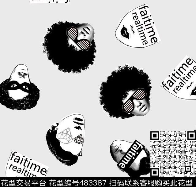 欧美时尚休闲欧美人像头像字母传统印花华亿平台下载（图片编号: 483387） - 瓦栏（Walan）