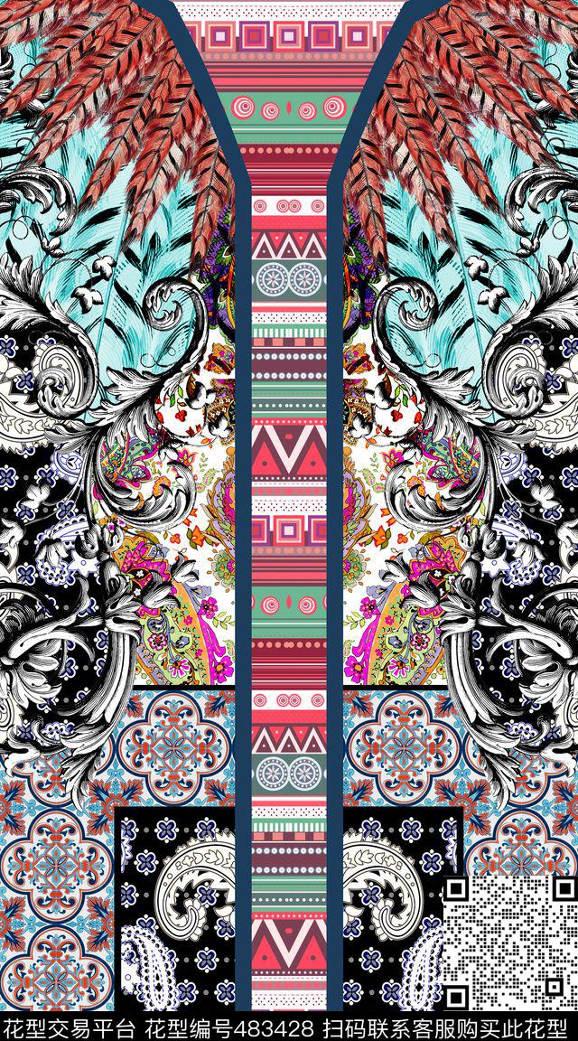 民族几何定位民族几何数码印花华亿平台下载（图片编号: 483428） - 瓦栏（Walan）