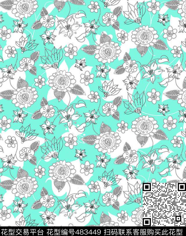 VectorflowersfloralFlowers传统印花华亿平台下载（图片编号: 483449） - 瓦栏（Walan）