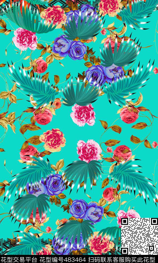 花卉牡丹秋冬家纺数码印花华亿平台下载（图片编号: 483464） - 瓦栏（Walan）