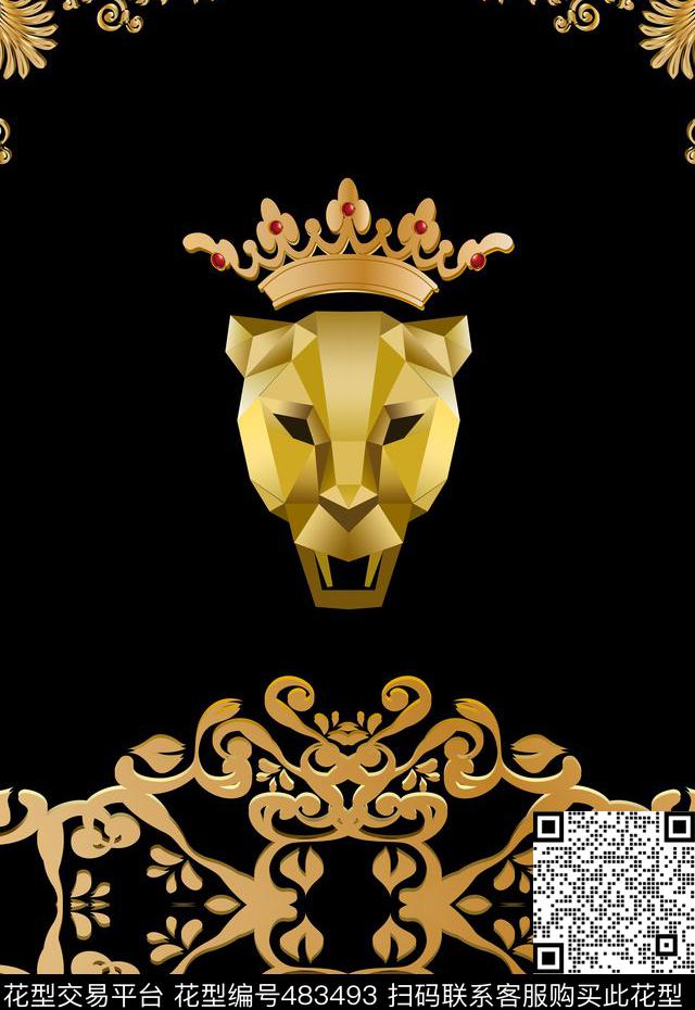 潮流时尚宫廷风金属豹子头数码印花华亿平台下载（图片编号: 483493） - 瓦栏（Walan）