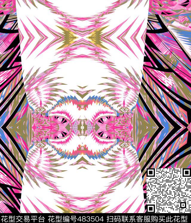 对称几何三角形传统印花华亿平台下载（图片编号: 483504） - 瓦栏（Walan）