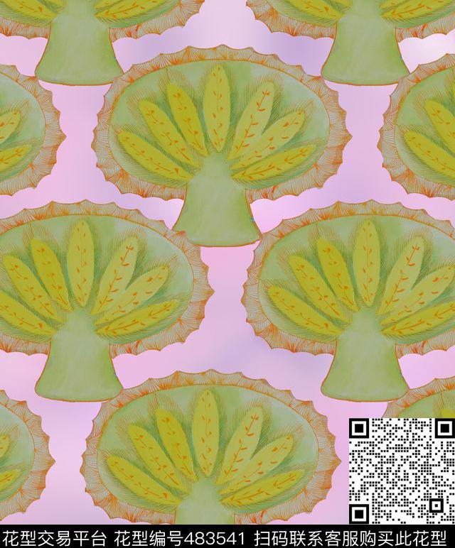 可爱树、粉色数码印花华亿平台下载（图片编号: 483541） - 瓦栏（Walan）