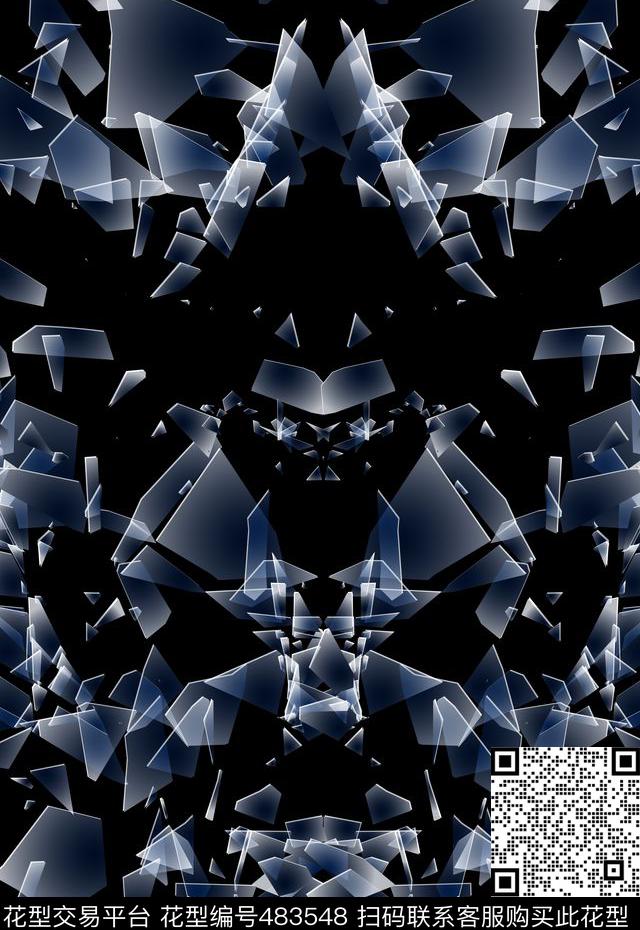 HIMuomo风格玻璃破碎潮流时尚数码印花华亿平台下载（图片编号: 483548） - 瓦栏（Walan）