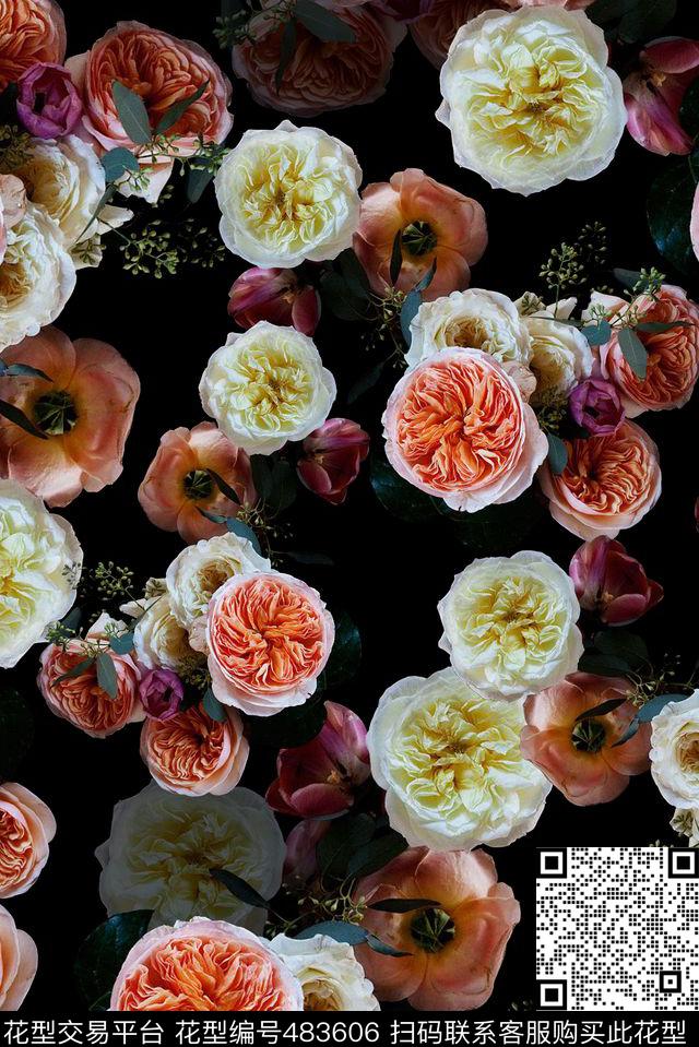 潮流油画花卉数码印花华亿平台下载（图片编号: 483606） - 瓦栏（Walan）