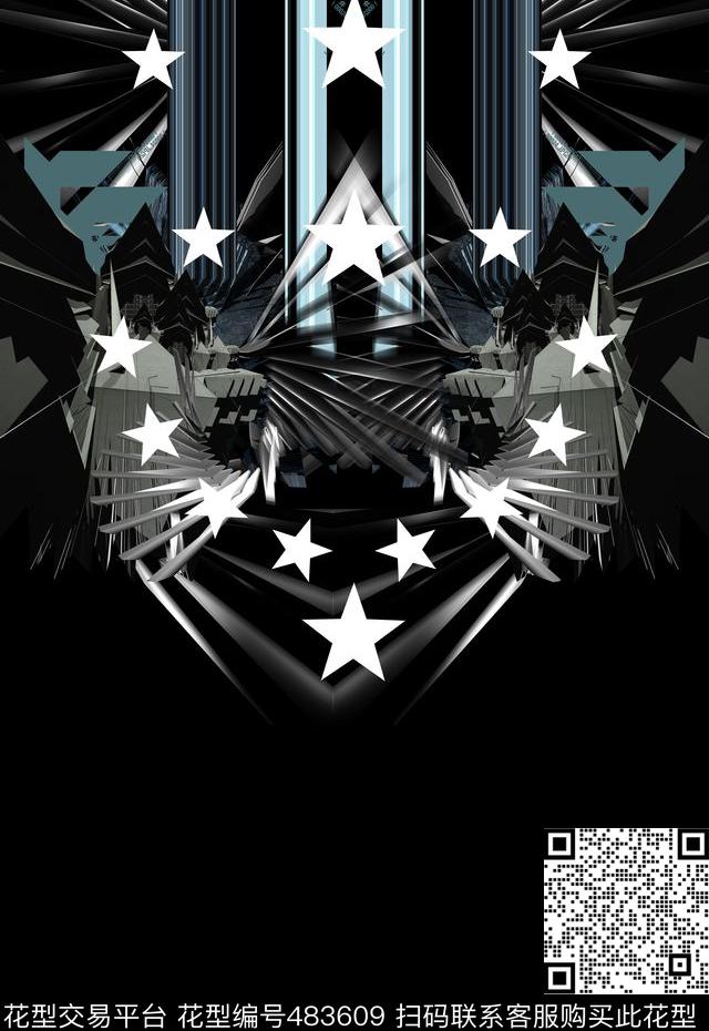 潮流时尚前卫定位几何切变数码印花华亿平台下载（图片编号: 483609） - 瓦栏（Walan）