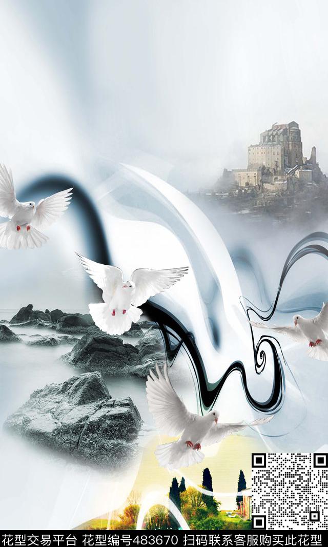 定位风景照片白鸽数码印花华亿平台下载（图片编号: 483670） - 瓦栏（Walan）