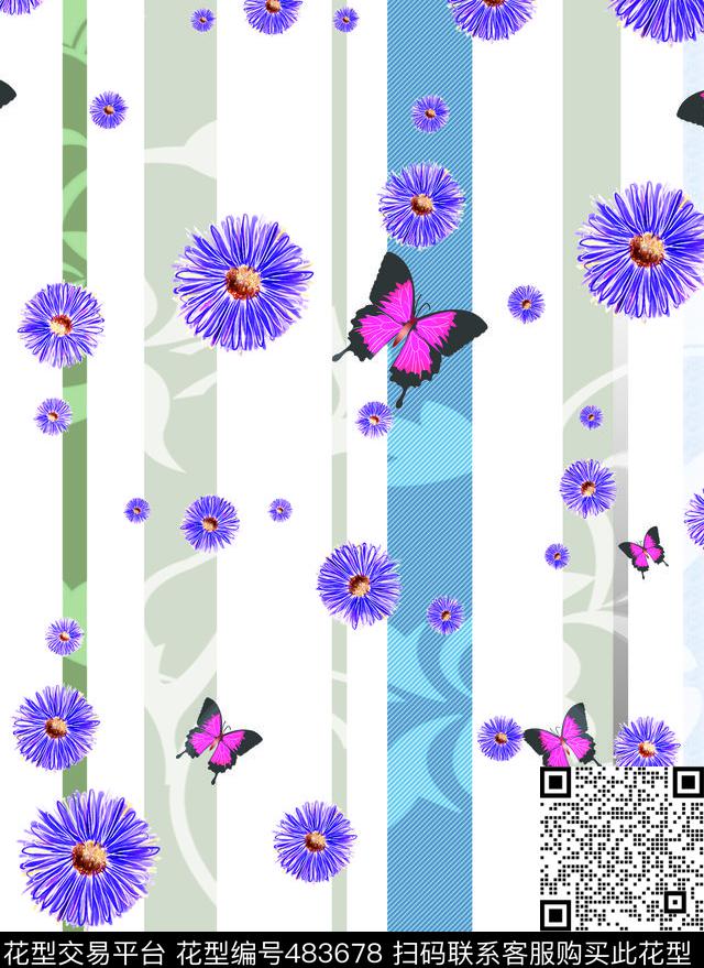 蝴蝶底纹简约紫色数码印花华亿平台下载（图片编号: 483678） - 瓦栏（Walan）