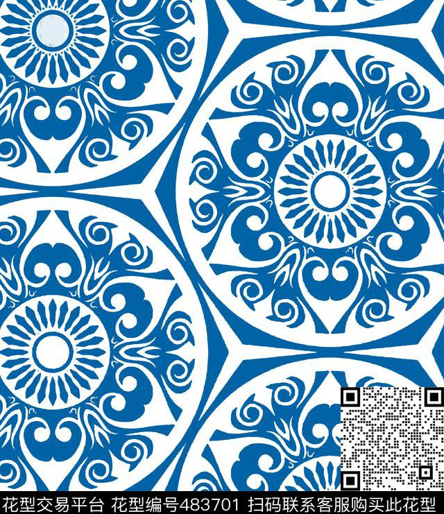 青花瓷时尚大牌东方印花传统印花华亿平台下载（图片编号: 483701） - 瓦栏（Walan）