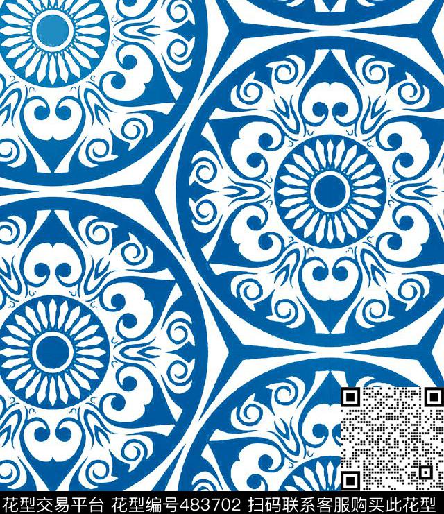 青花瓷时尚大牌东方印花传统印花华亿平台下载（图片编号: 483702） - 瓦栏（Walan）