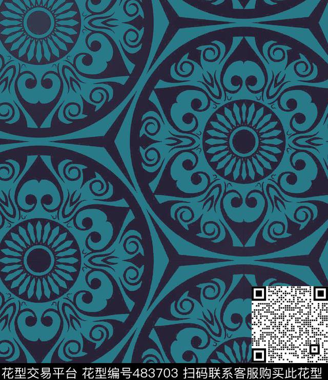 青花瓷时尚大牌东方印花传统印花华亿平台下载（图片编号: 483703） - 瓦栏（Walan）
