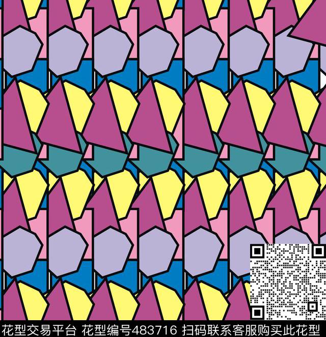 现代时尚几何色块传统印花华亿平台下载（图片编号: 483716） - 瓦栏（Walan）