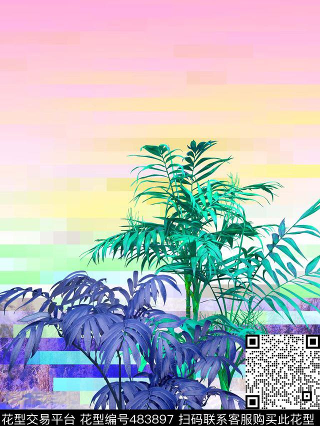 定位热带植物照片景观数码印花华亿平台下载（图片编号: 483897） - 瓦栏（Walan）