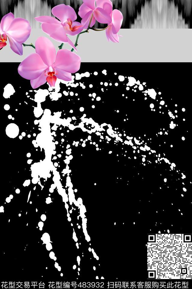 秋冬外套数码印花黑白色调年轻运动数码印花华亿平台下载（图片编号: 483932） - 瓦栏（Walan）