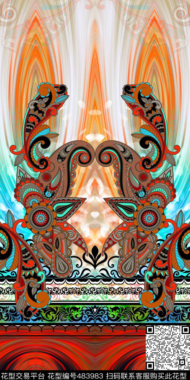 民族风拜占庭复古数码印花华亿平台下载（图片编号: 483983） - 瓦栏（Walan）