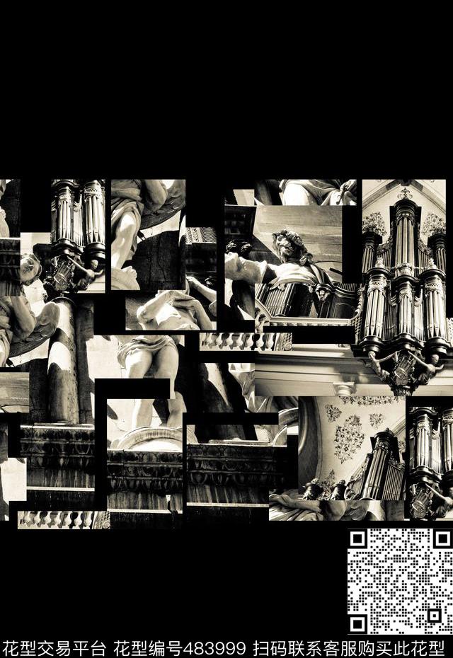 潮流时尚复古雕塑欧式男装数码印花华亿平台下载（图片编号: 483999） - 瓦栏（Walan）