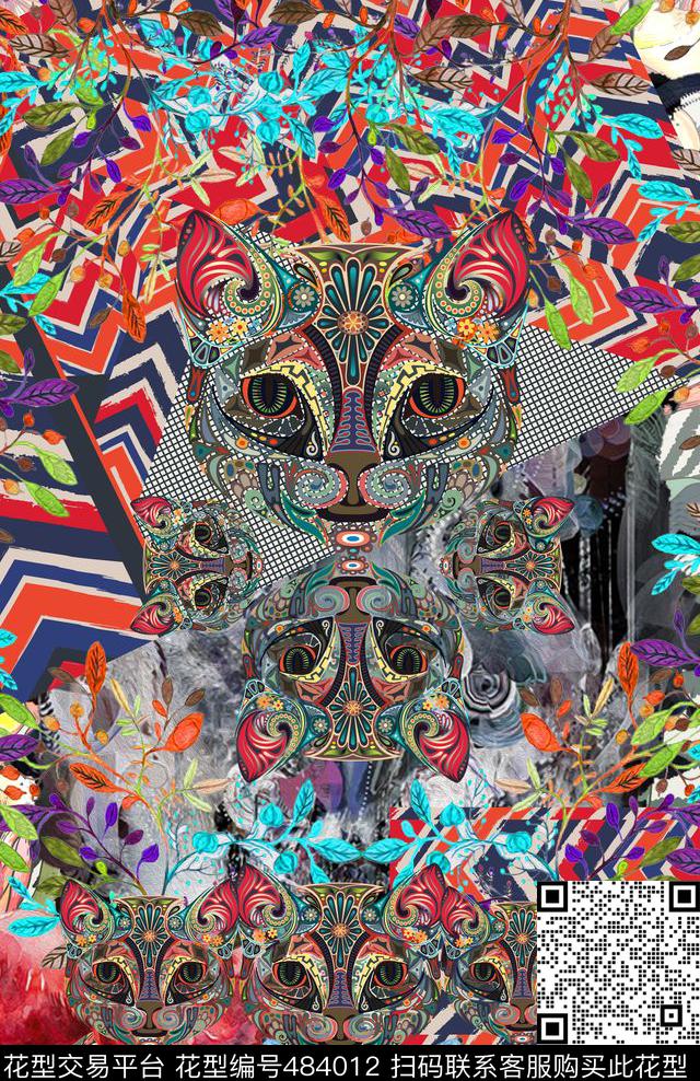 日本时尚猫数码印花华亿平台下载（图片编号: 484012） - 瓦栏（Walan）