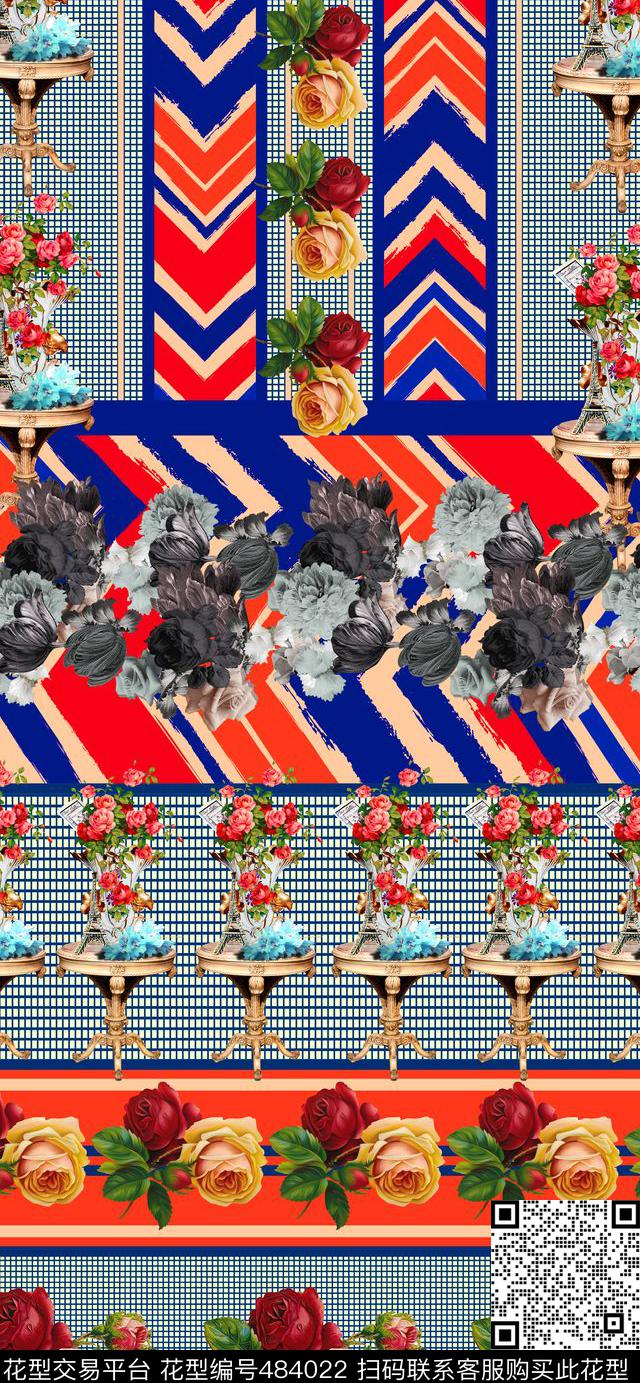 时尚几何大牌数码印花华亿平台下载（图片编号: 484022） - 瓦栏（Walan）