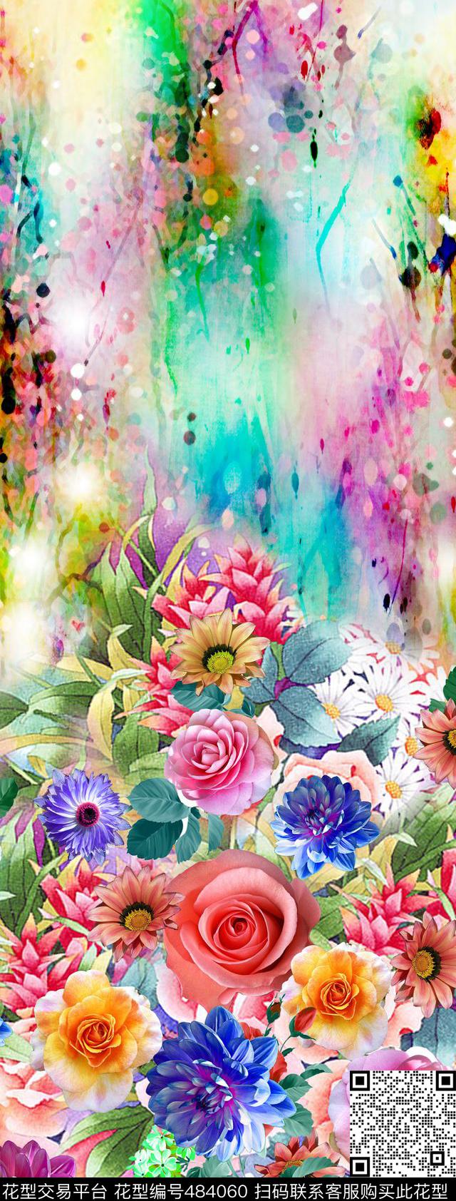 定位花卉定位花数码印花华亿平台下载（图片编号: 484060） - 瓦栏（Walan）