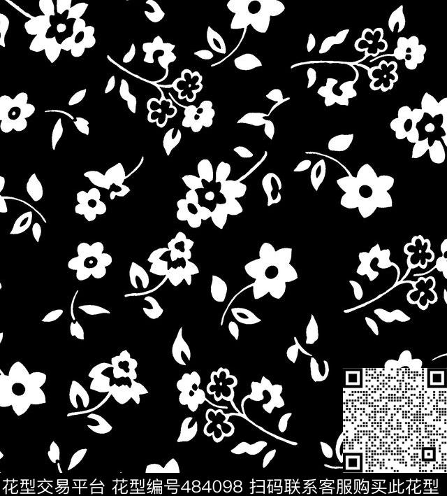 黑白华亿平台绿植树叶椰树叶数码印花华亿平台下载（图片编号: 484098） - 瓦栏（Walan）