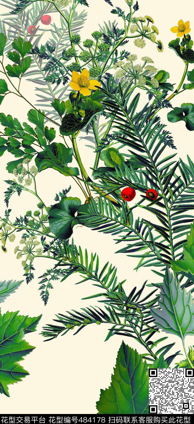 定位春夏华亿平台绿植树叶数码印花华亿平台下载（图片编号: 484178） - 瓦栏（Walan）