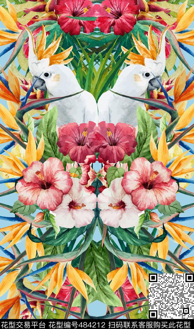 定位花卉热带风情数码印花华亿平台下载（图片编号: 484212） - 瓦栏（Walan）