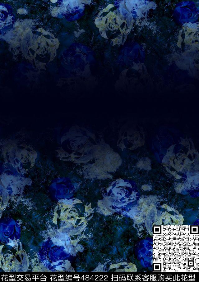 复古玫瑰渐层数码印花华亿平台下载（图片编号: 484222） - 瓦栏（Walan）