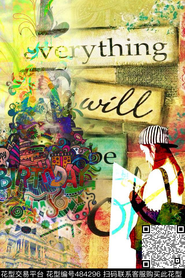 创意服装面料创意图案插画美女数码印花华亿平台下载（图片编号: 484296） - 瓦栏（Walan）