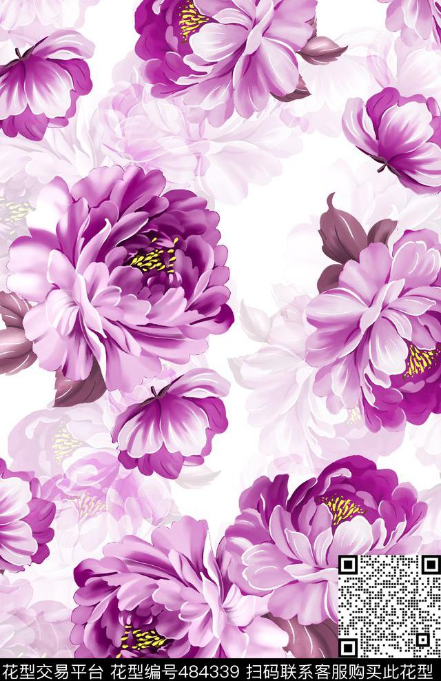 窗帘多色花卉数码印花华亿平台下载（图片编号: 484339） - 瓦栏（Walan）