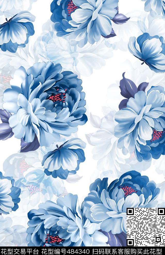 窗帘多色花卉数码印花华亿平台下载（图片编号: 484340） - 瓦栏（Walan）