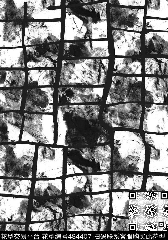 休闲格纹晕染抽象数码印花华亿平台下载（图片编号: 484407） - 瓦栏（Walan）