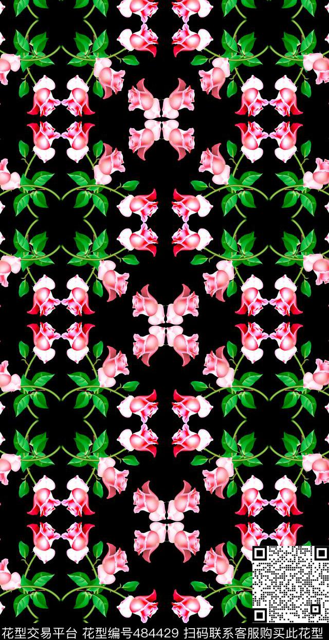 花卉花卉组合时尚自然风数码印花华亿平台下载（图片编号: 484429） - 瓦栏（Walan）