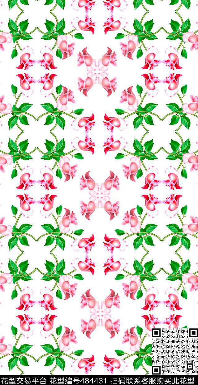 花卉花卉组合时尚自然风数码印花华亿平台下载（图片编号: 484431） - 瓦栏（Walan）