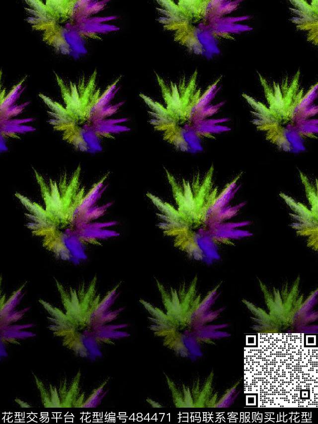 抽象色彩喷绘烟火数码印花华亿平台下载（图片编号: 484471） - 瓦栏（Walan）