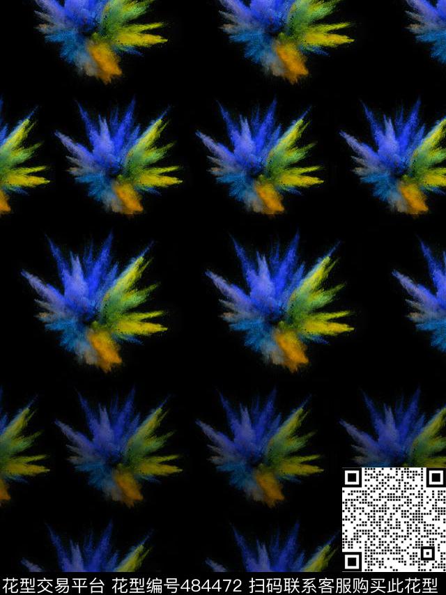 抽象色彩喷绘烟火数码印花华亿平台下载（图片编号: 484472） - 瓦栏（Walan）